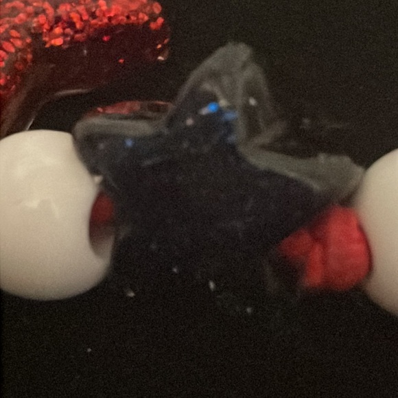 6” red white & blue beaded stackable stretch bracelet w/19 round & star beads - Picture 8 of 10